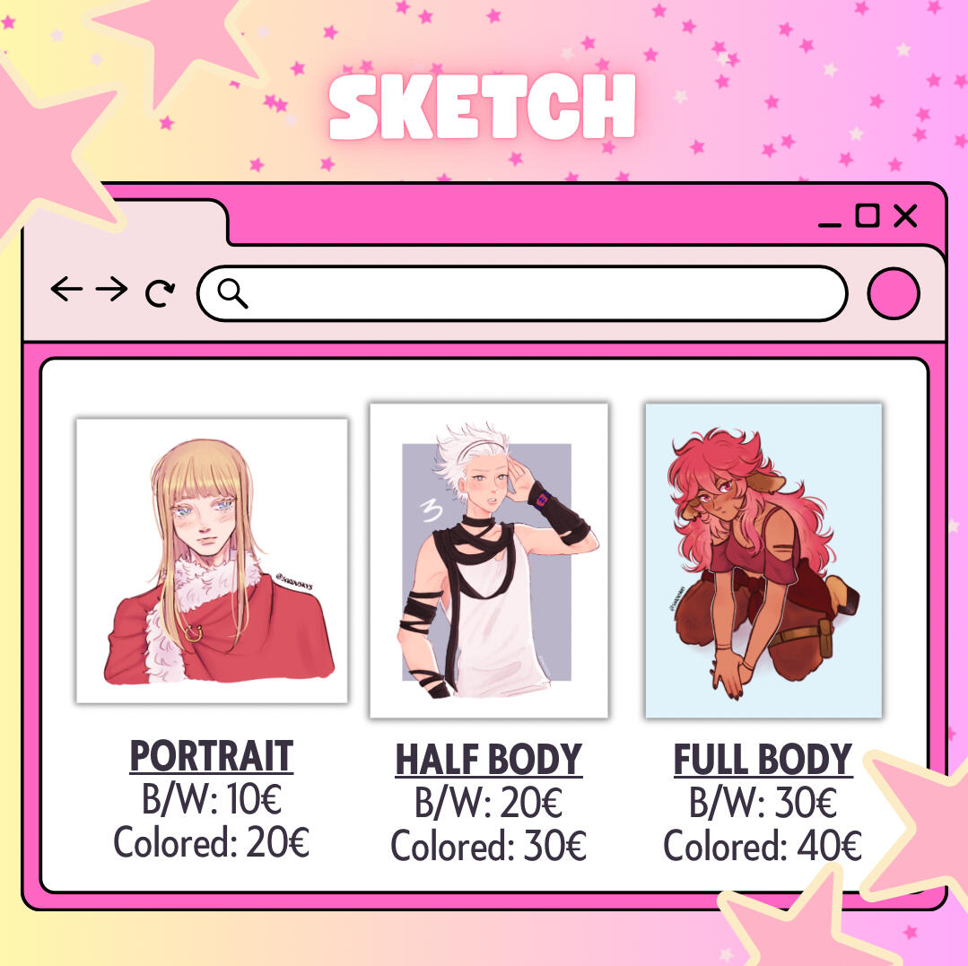 Sketch commissions prices. Sketch commissions prices.